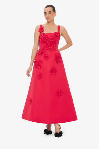 Exclusive LEO LIN Rianne Floral Appliqué Maxi Dress - Rosa