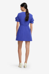 Aurelie Floral Appliqué Short Sleeve Mini Dress - Lapis Dress Mini