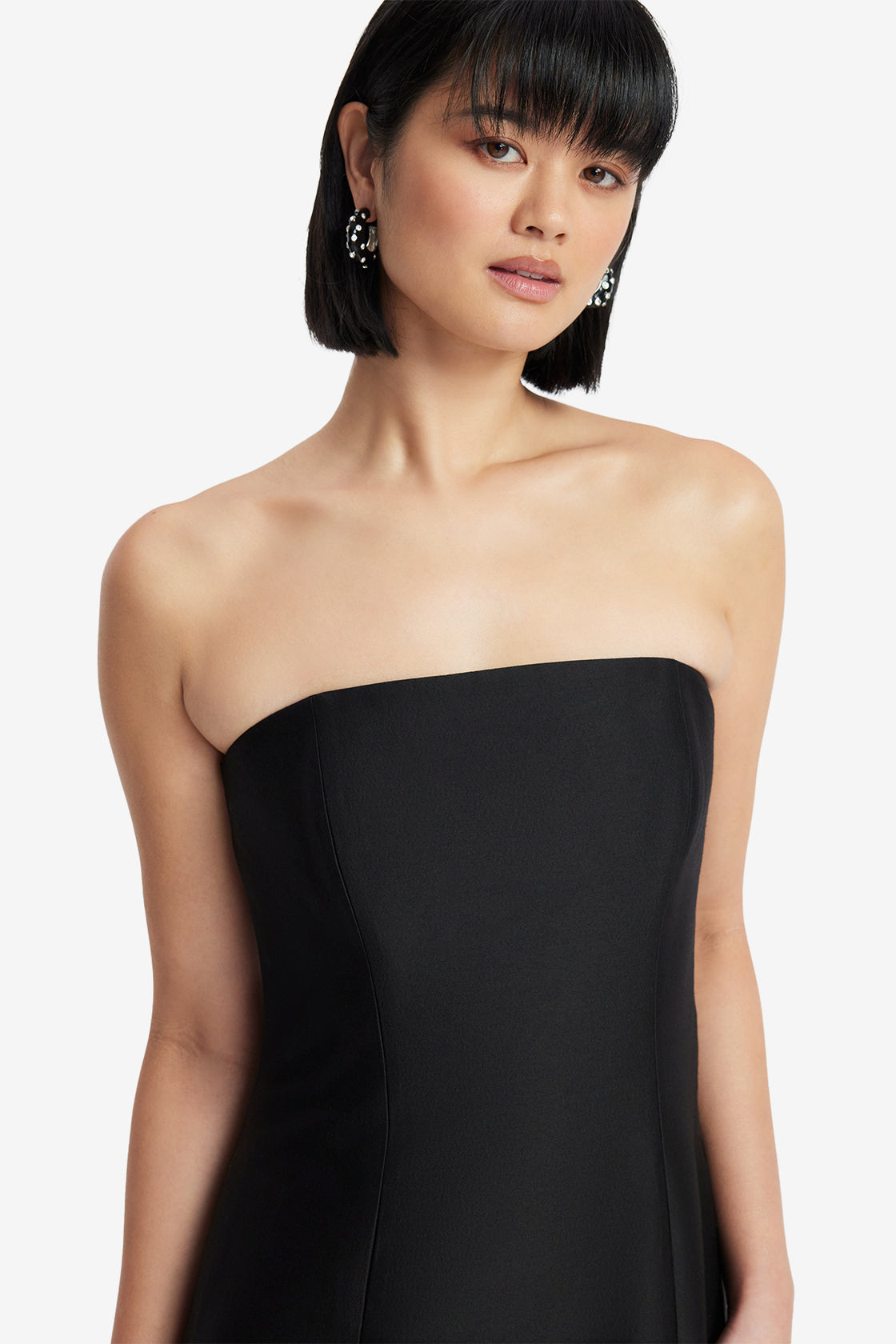 Rayna Embellished Wool Blend Bustier Maxi Dress - Ebony LEO LIN Rayna Embellished Wool Blend Bustier Maxi Dress - Ebony LEO LIN