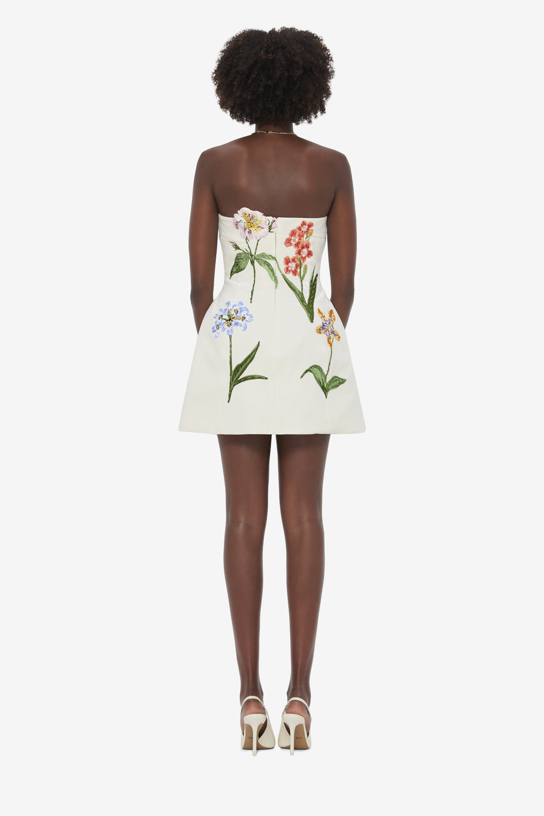 Exclusive LEO LIN Rosario Velvet Mini Dress - Botanical Print in Snow