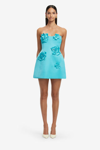 Exclusive LEO LIN Rosario Petal Bustier Mini Dress - Aqua