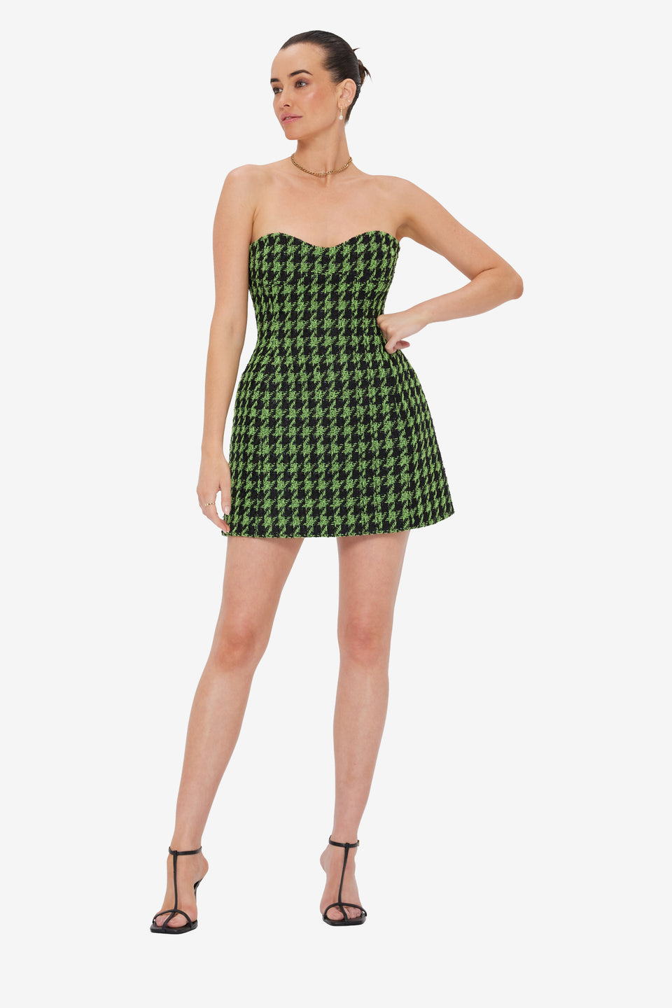 Exclusive LEO LIN Rosario Tweed Mini Dress - Houndstooth