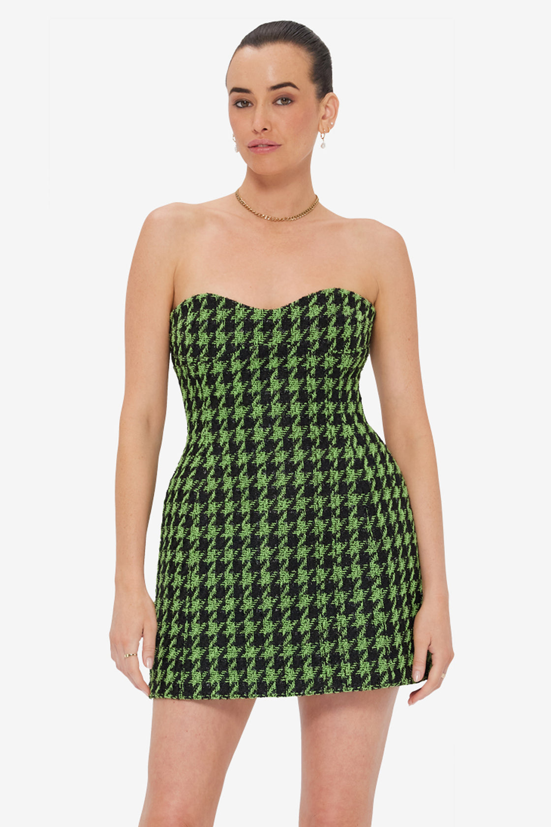 houndstooth tweed mini dress Sandro Short Houndstooth Tweed Dress