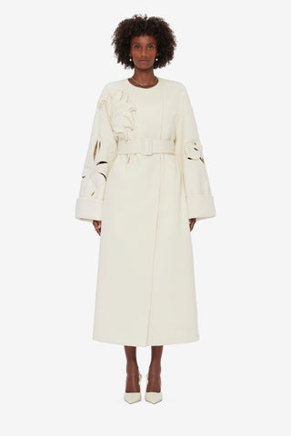 Celestine Appliqué Wool Coat - Snow