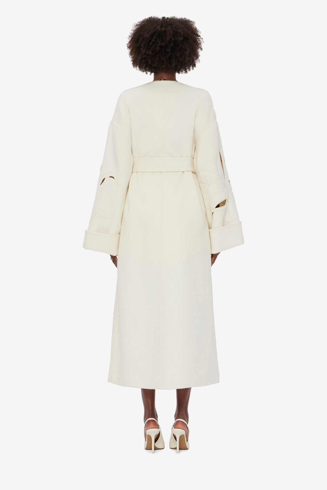 Celestine Appliqué Wool Coat - Snow
