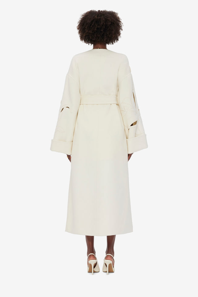 Celestine Appliqué Wool Blend Coat - Snow
