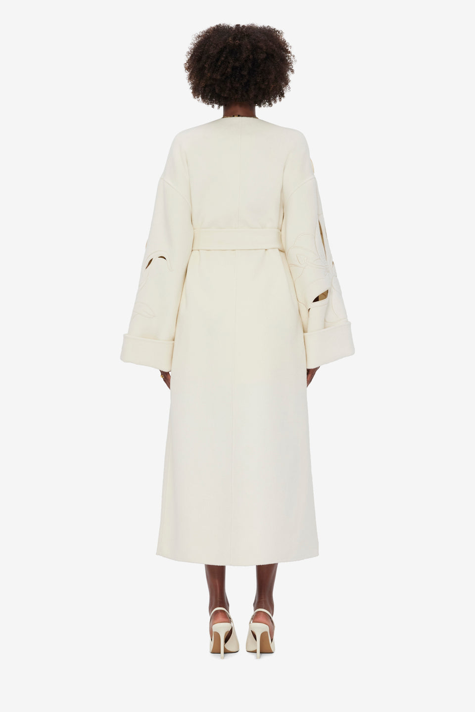 Celestine Appliqué Wool Coat - Snow