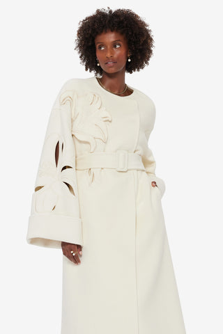 Celestine Appliqué Wool Coat - Snow