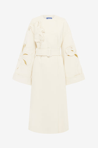 Celestine Appliqué Wool Coat - Snow
