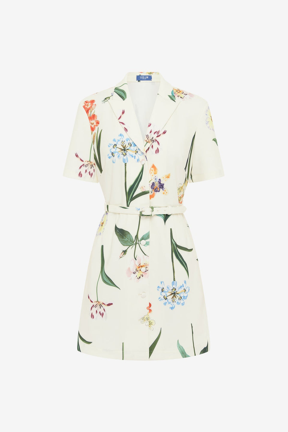 Exclusive LEO LIN Brigitte Mini Dress - Botanical Print in Snow