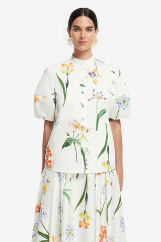 Jemma Blouse - Botanical Print in Snow Blouse/Shirts
