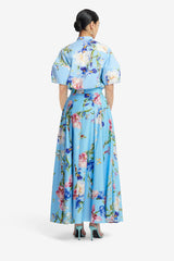 Jemma Blouse - Garden Print in Baby Blue Blouse/Shirts