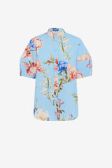 Jemma Blouse - Garden Print in Baby Blue Blouse/Shirts