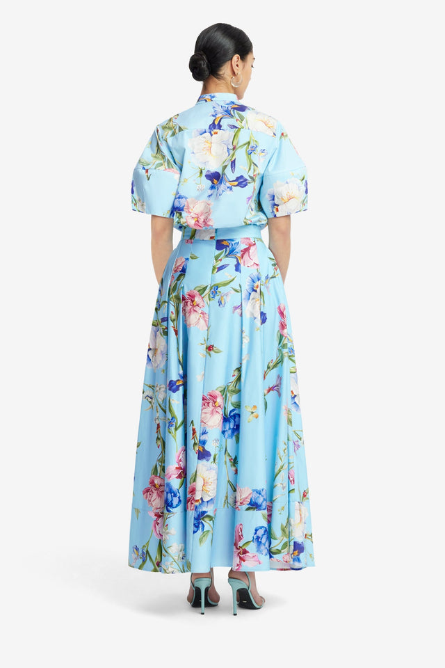 Exclusive LEO LIN Jemma Blouse - Garden Print in Baby Blue