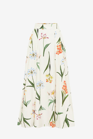 Exclusive LEO LIN Rhiannan Skirt - Botanical Print in Snow