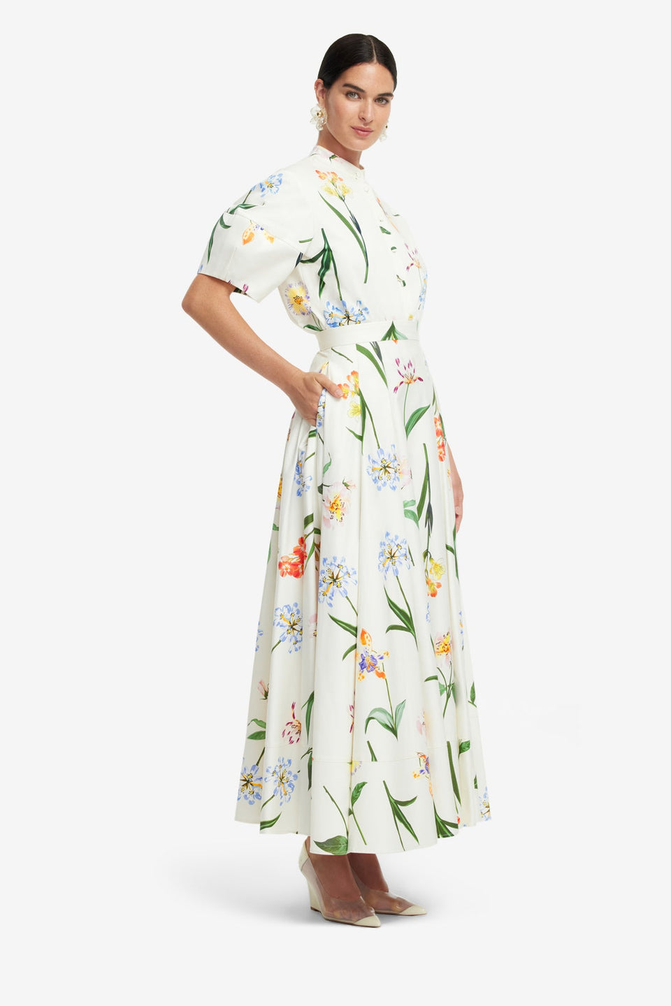 Exclusive LEO LIN Rhiannan Skirt - Botanical Print in Snow