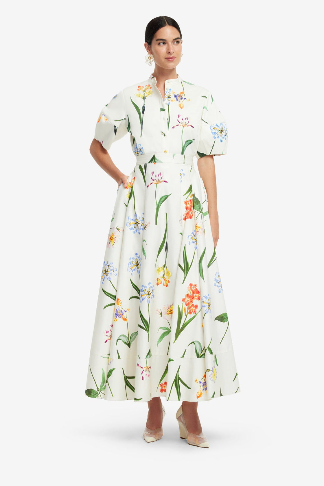 Jemma Blouse - Botanical Print in Snow Blouse/Shirts
