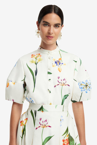 Jemma Blouse - Botanical Print in Snow Blouse/Shirts