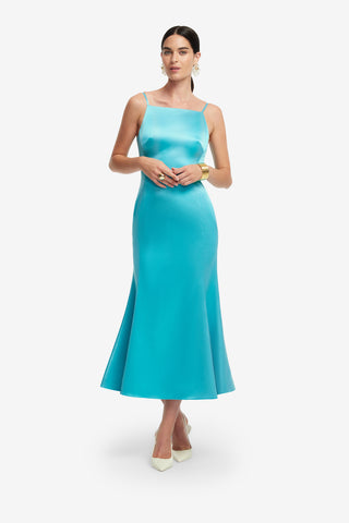 Exclusive LEO LIN Regina Wool Blend Midi Dress - Aqua