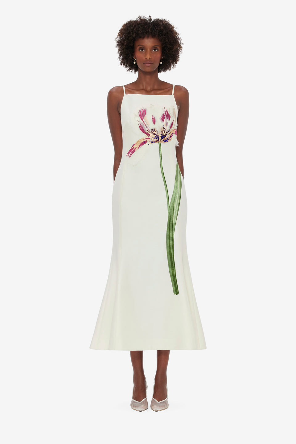 Exclusive LEO LIN Regina Embellished Wool Blend Midi Dress - Snow