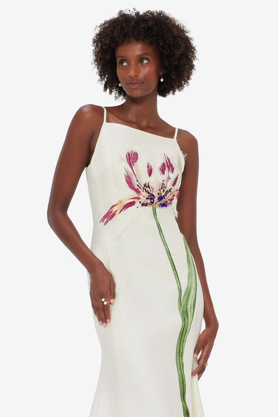 Exclusive LEO LIN Regina Embellished Wool Blend Midi Dress - Snow