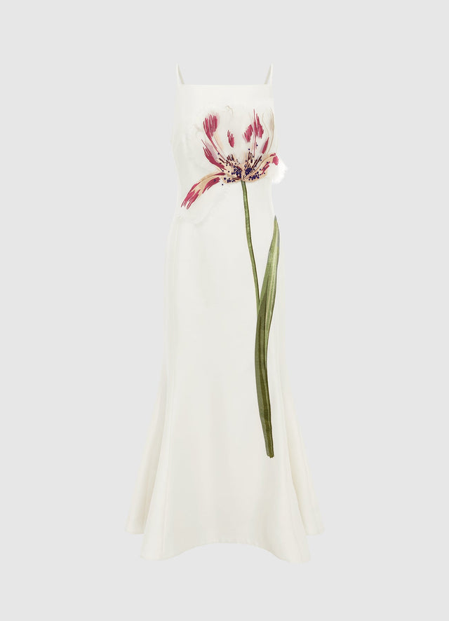 Exclusive LEO LIN Regina Embellished Wool Blend Midi Dress - Snow
