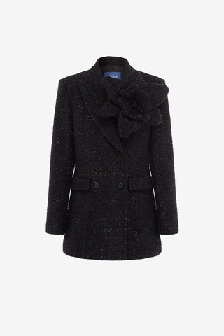 Exclusive LEO LIN Jazlyn Tweed Blazer - Ebony