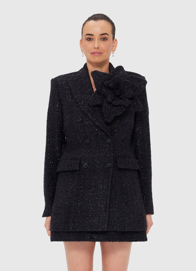 Exclusive LEO LIN Jazlyn Tweed Blazer - Ebony