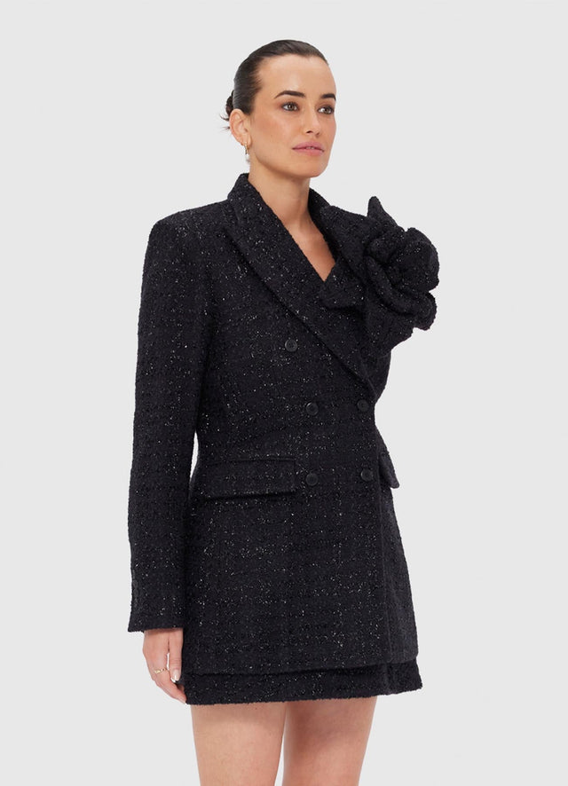 Exclusive LEO LIN Jazlyn Tweed Blazer - Ebony
