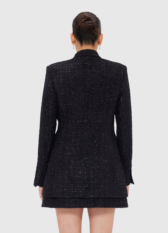 Exclusive LEO LIN Jazlyn Tweed Blazer - Ebony