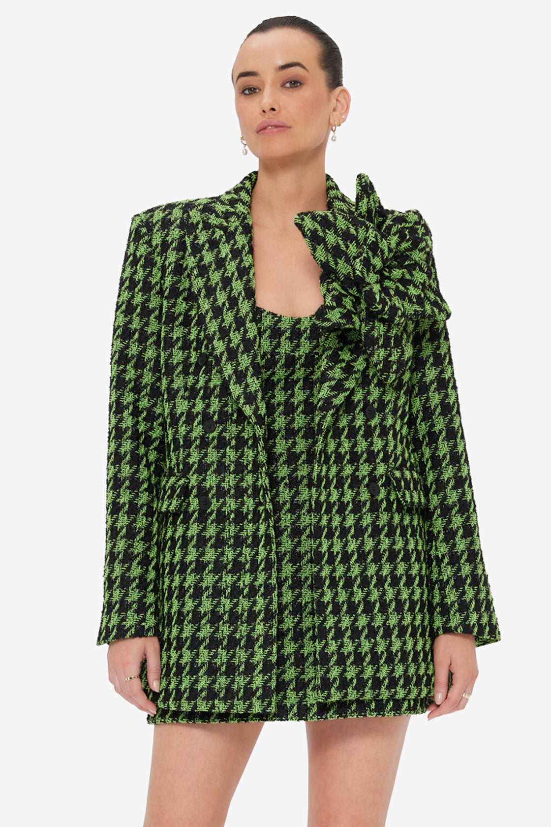 Exclusive LEO LIN Jazlyn Tweed Blazer - Houndstooth