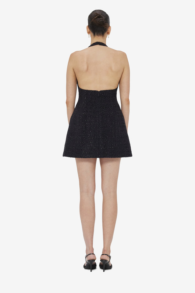 Exclusive LEO LIN Jessie Halterneck Mini Dress - Ebony