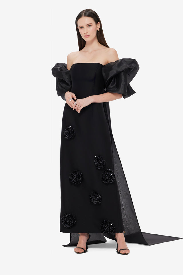 Exclusive LEO LIN Rayna Maxi Dress & Cape Set - Ebony