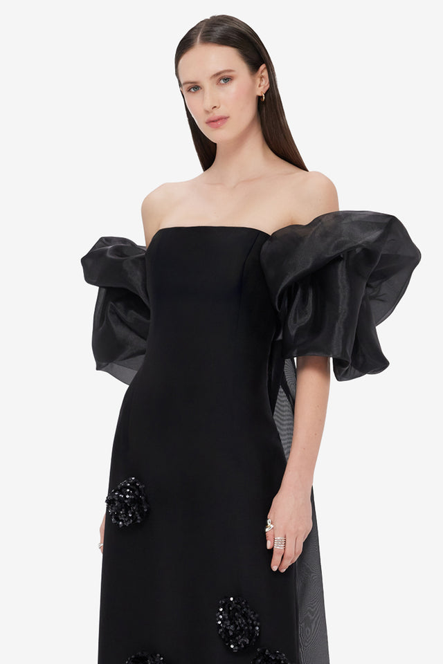 Exclusive LEO LIN Rayna Maxi Dress & Cape Set - Ebony