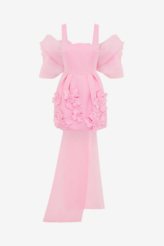 Exclusive LEO LIN Piper Appliqué Mini Dress & Cape Set – Baby Pink