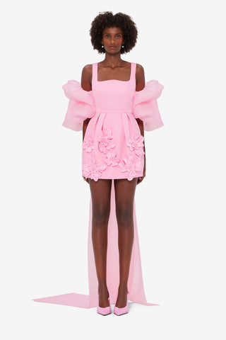 Exclusive LEO LIN Leonora Organza Puff Sleeve Cape - Baby Pink