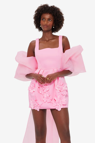Exclusive LEO LIN Piper Appliqué Mini Dress & Cape Set – Baby Pink