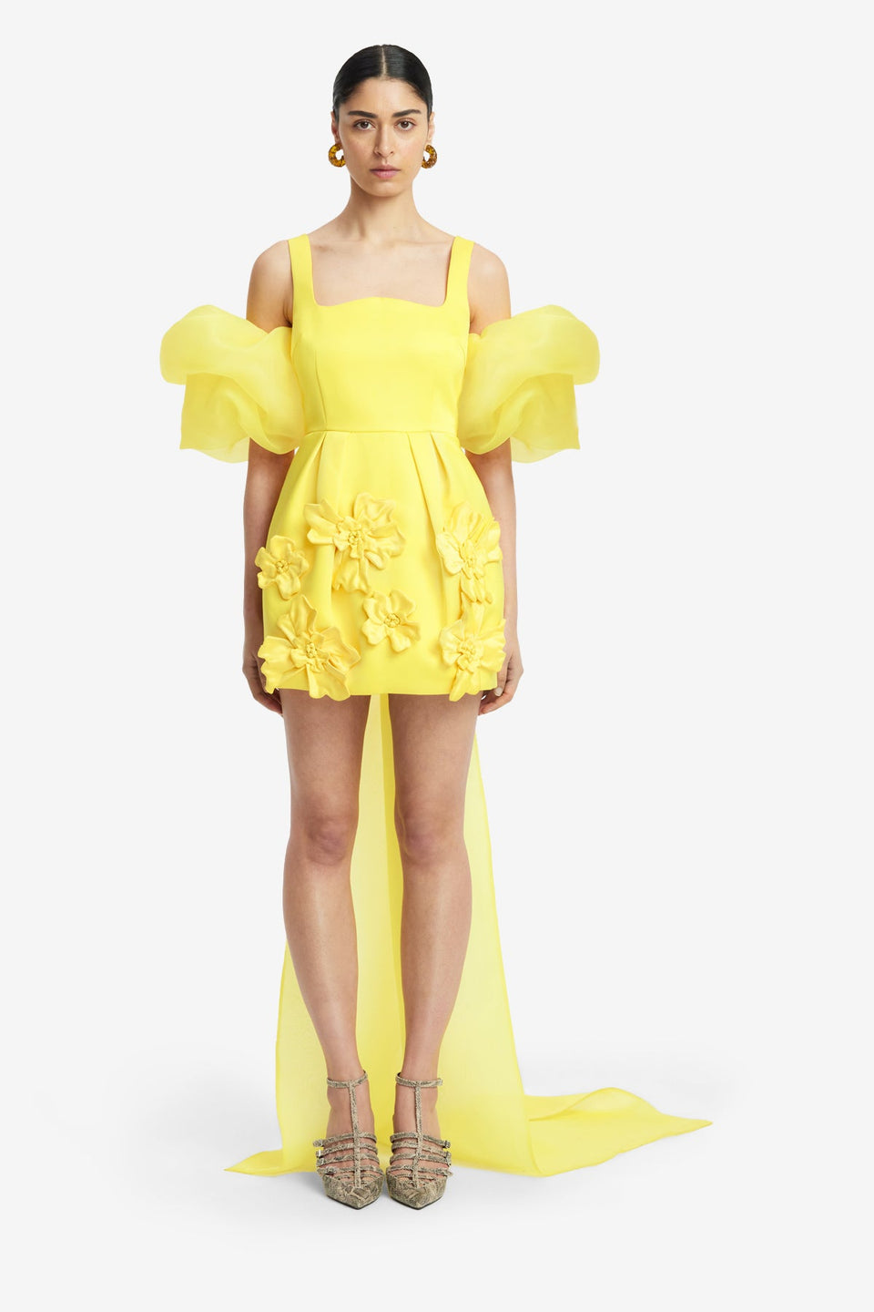 Exclusive LEO LIN Leonora Organza Puff Sleeve Cape - Sunshine
