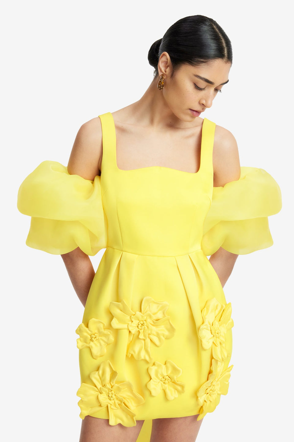 Exclusive LEO LIN Leonora Organza Puff Sleeve Cape - Sunshine