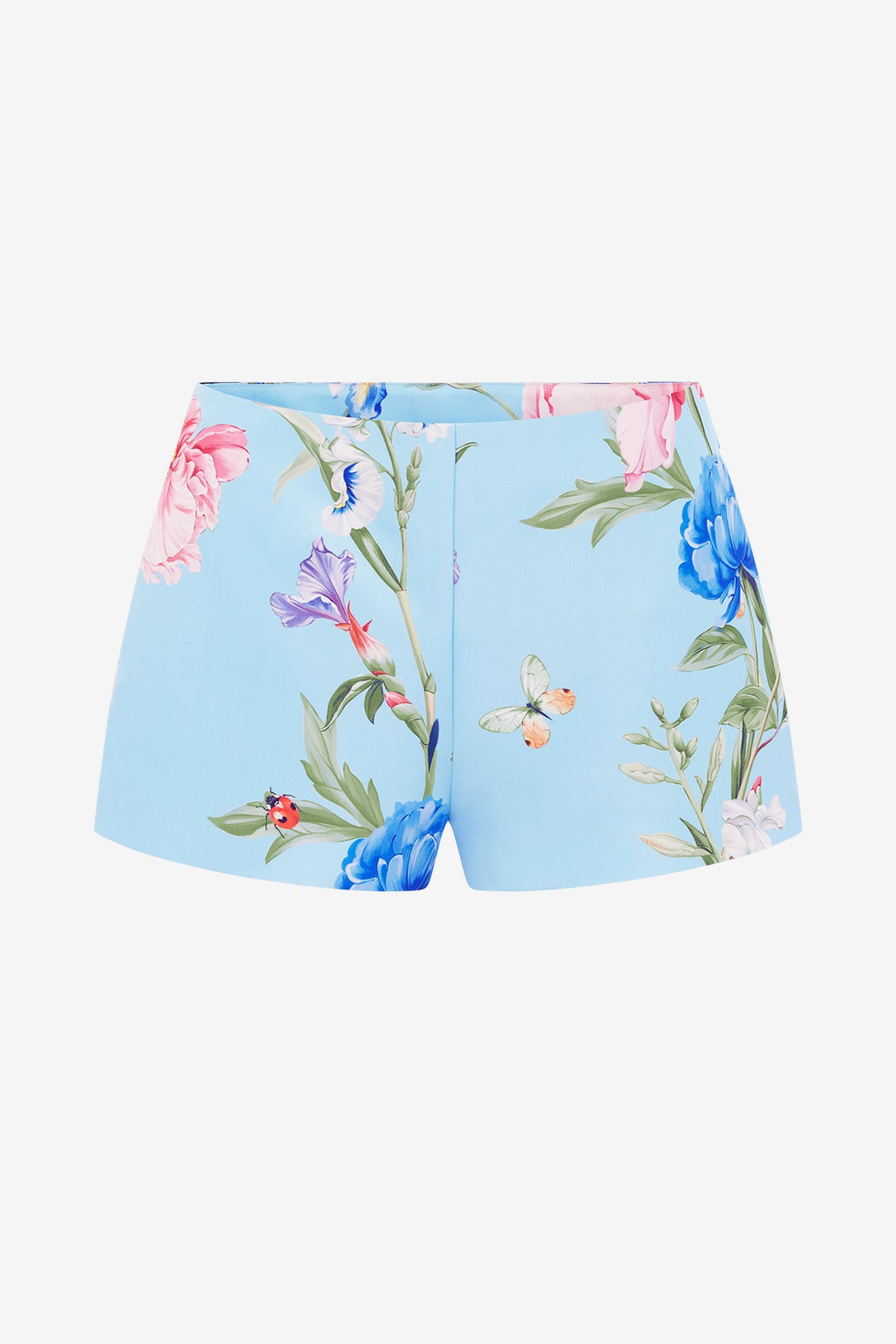 Exclusive LEO LIN Olivianne Shorts - Garden Print in Baby Blue