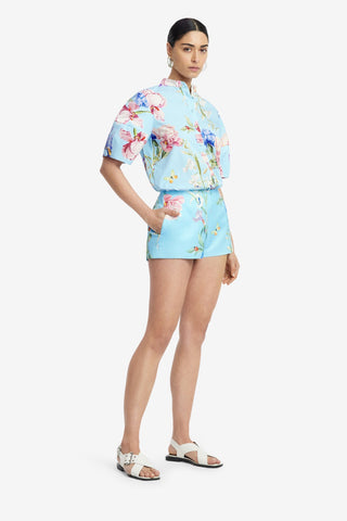 Exclusive LEO LIN Olivianne Shorts - Garden Print in Baby Blue