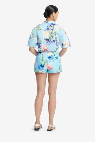 Exclusive LEO LIN Olivianne Shorts - Garden Print in Baby Blue