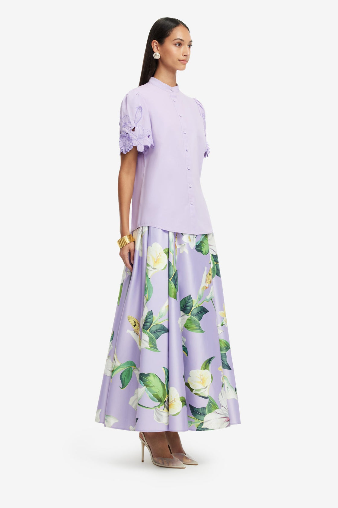 Exclusive LEO LIN Amelie Applique Shirt Top - Lilac