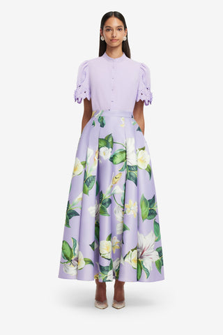 Exclusive LEO LIN Rhiannan Skirt - Lily Blossom Print in Lilac