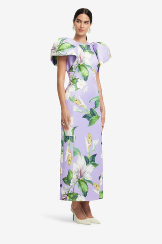 Exclusive LEO LIN Lucinda Maxi Dress - Lily Blossom Print in Lilac