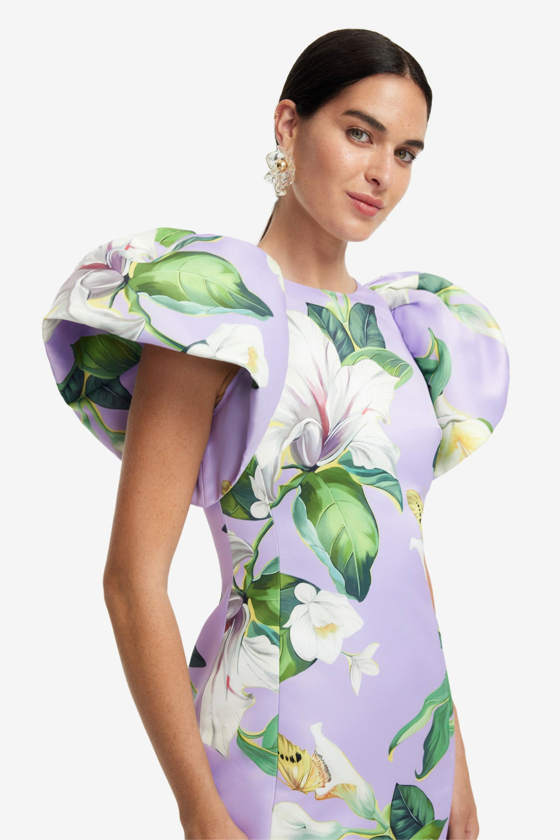 Exclusive LEO LIN Lucinda Maxi Dress - Lily Blossom Print in Lilac