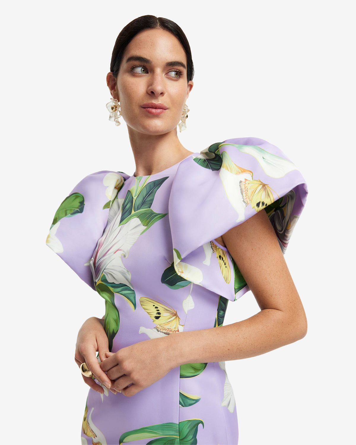 Lucinda Maxi Dress - Lily Blossom Print in Lilac LEO LIN Lucinda Maxi Dress - Lily Blossom Print in Lilac LEO LIN