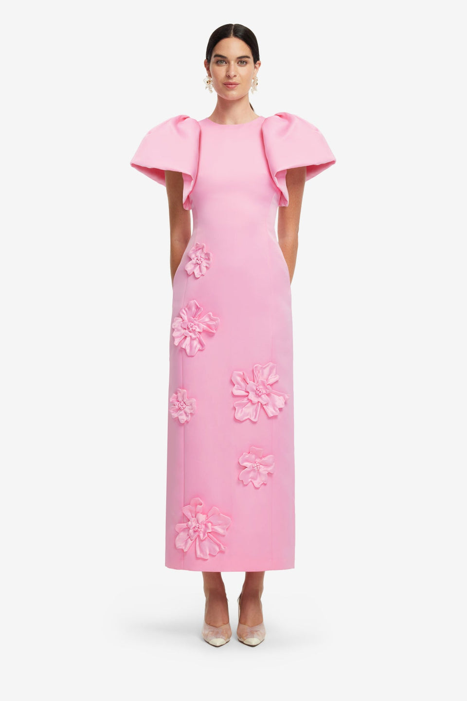 Exclusive LEO LIN Lucinda Floral Applique Maxi Dress - Baby Pink