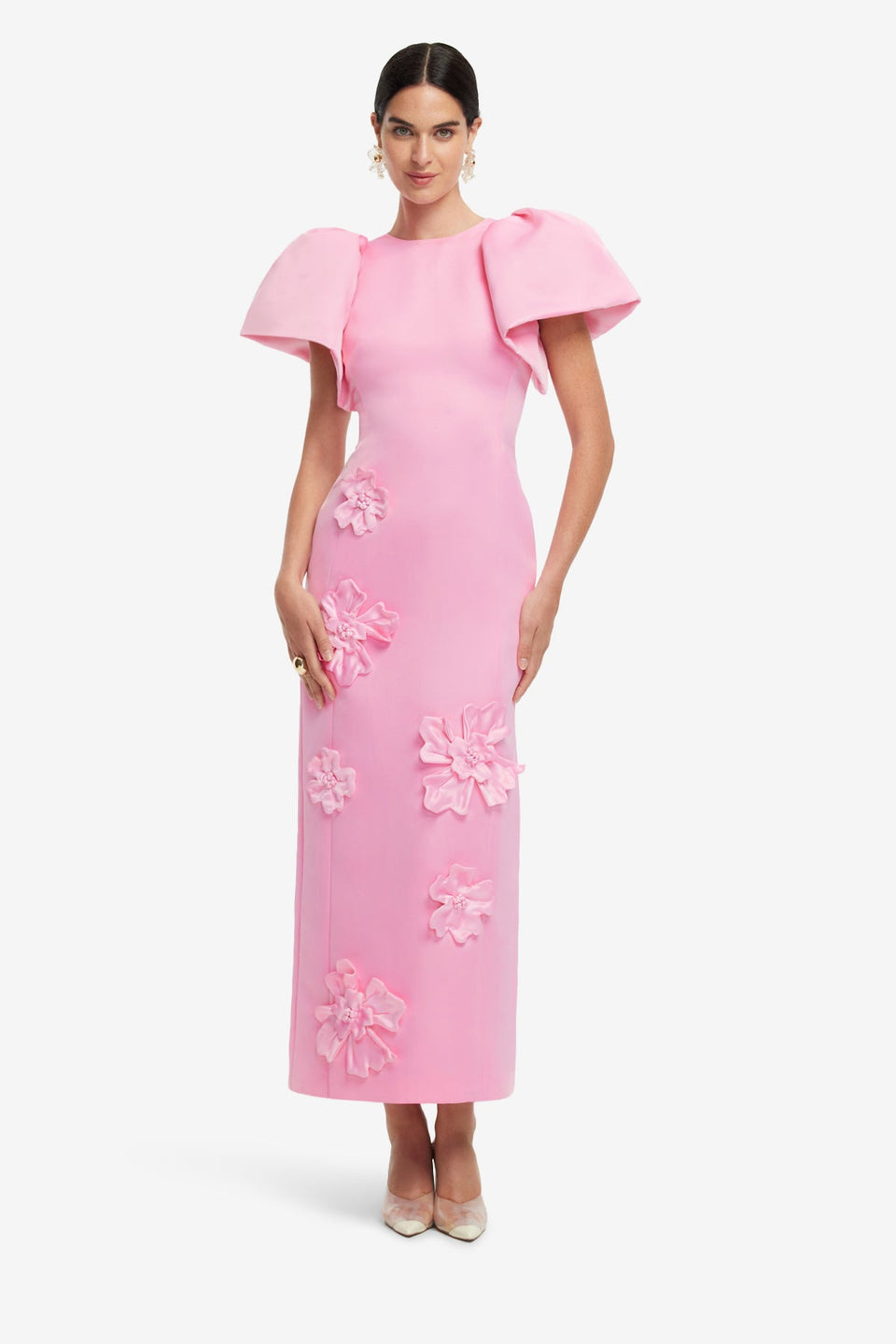 Exclusive LEO LIN Lucinda Floral Applique Maxi Dress - Baby Pink