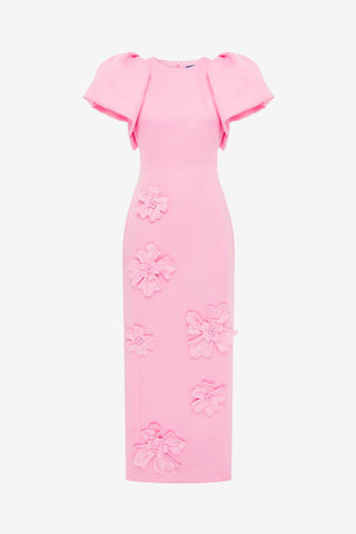 Exclusive LEO LIN Lucinda Floral Applique Maxi Dress - Baby Pink